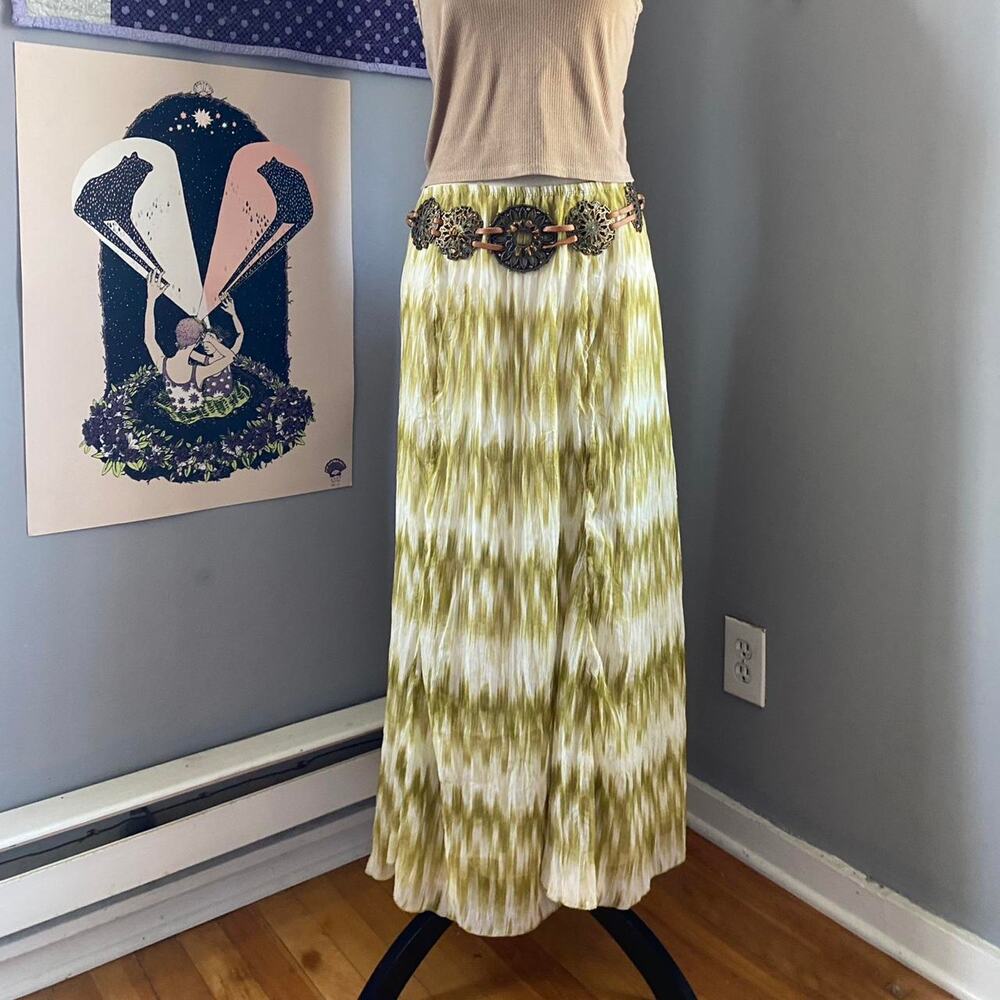 Green and white tie dye